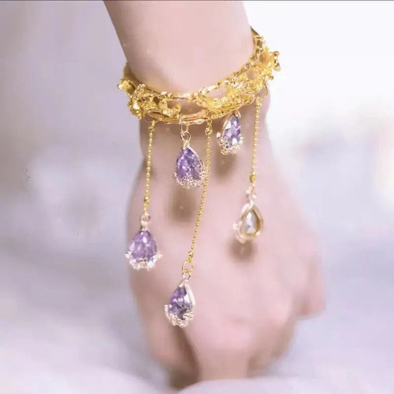 Drop Green Blue 18K Gold Anti Tarnish Charm Cuff Kada Bracelet Bulk