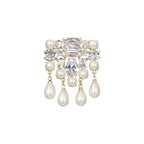 Designer CZ & Pearl Gold Rhinestone Copper Anti Tarnish Brooch Bulk