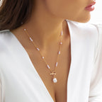 Toggle Clasp Pearl 18K Gold Long Necklace Chain For Women Bulk