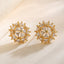 White Geometric Cluster Gold CZ Anti Tarnish Copper Stud Earrings Bulk