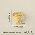 All Initial Letter Alphabets CZ Gold Anti Tarnish Adjustable Ring Bulk