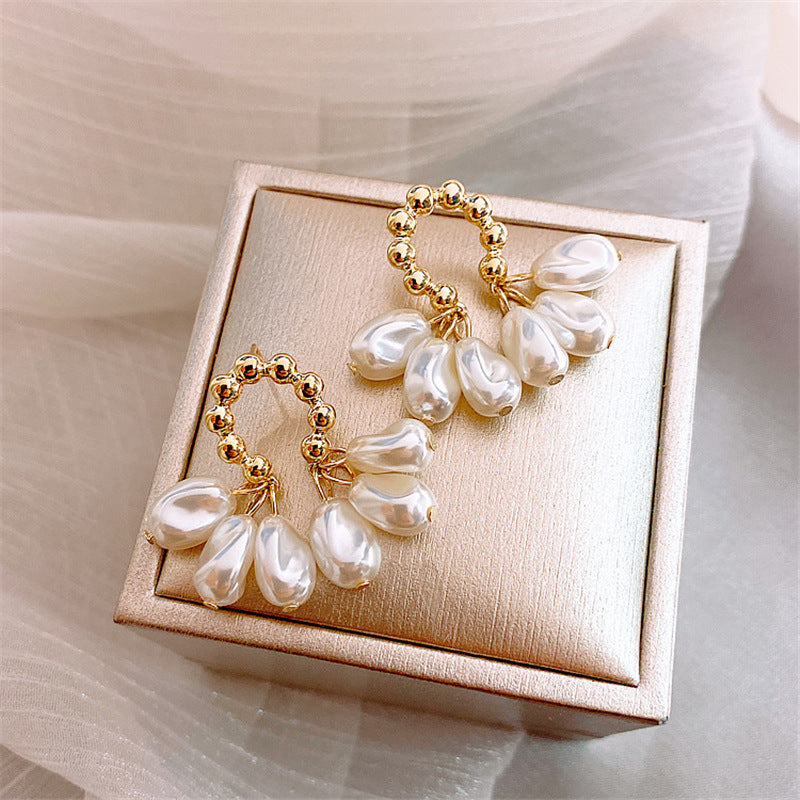 White Pearl 18K Gold Plated Dangler Drop Earring For Women Bulk