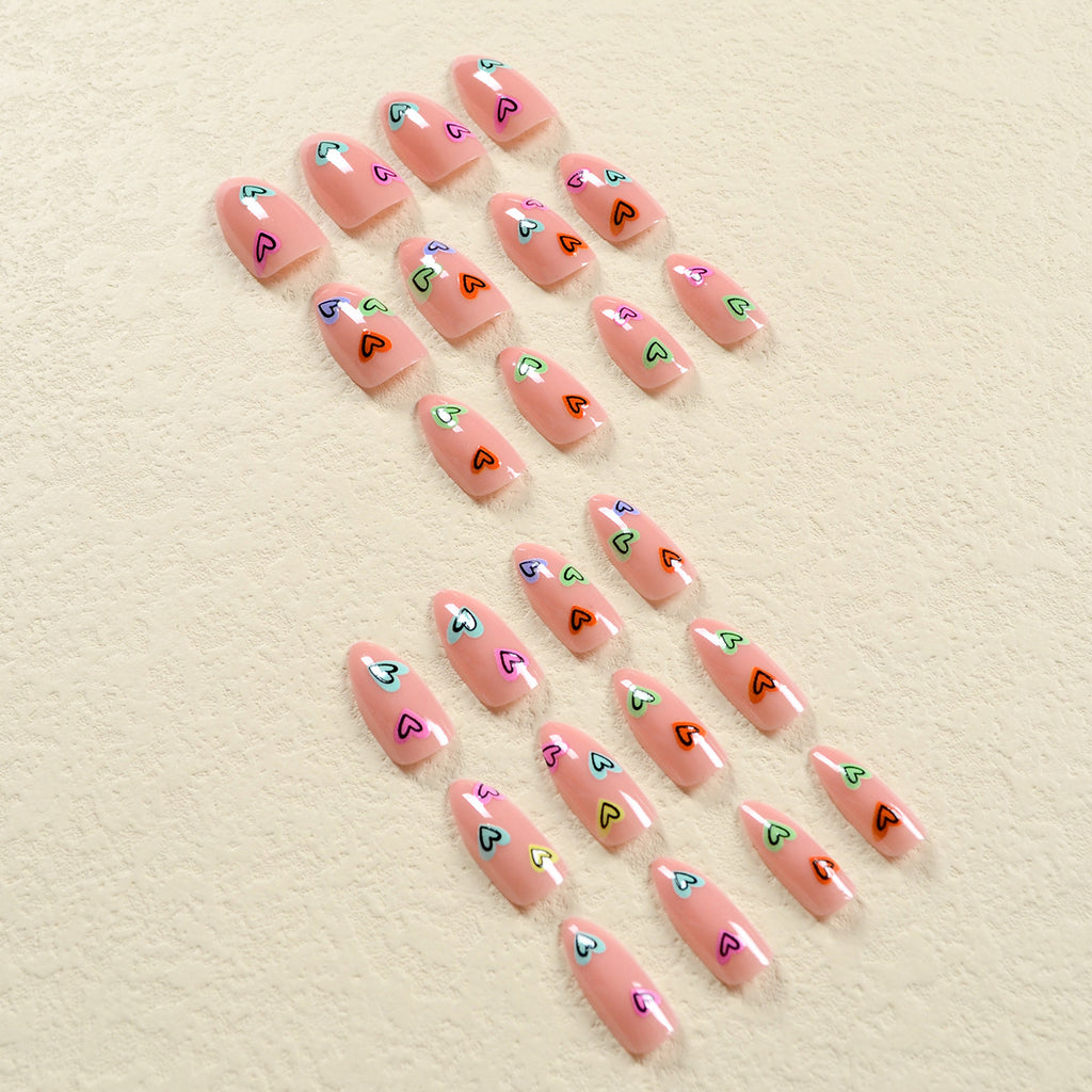 Heart Multi Finger Nail Pack Of 10 + Extra 14 For Women Bulk