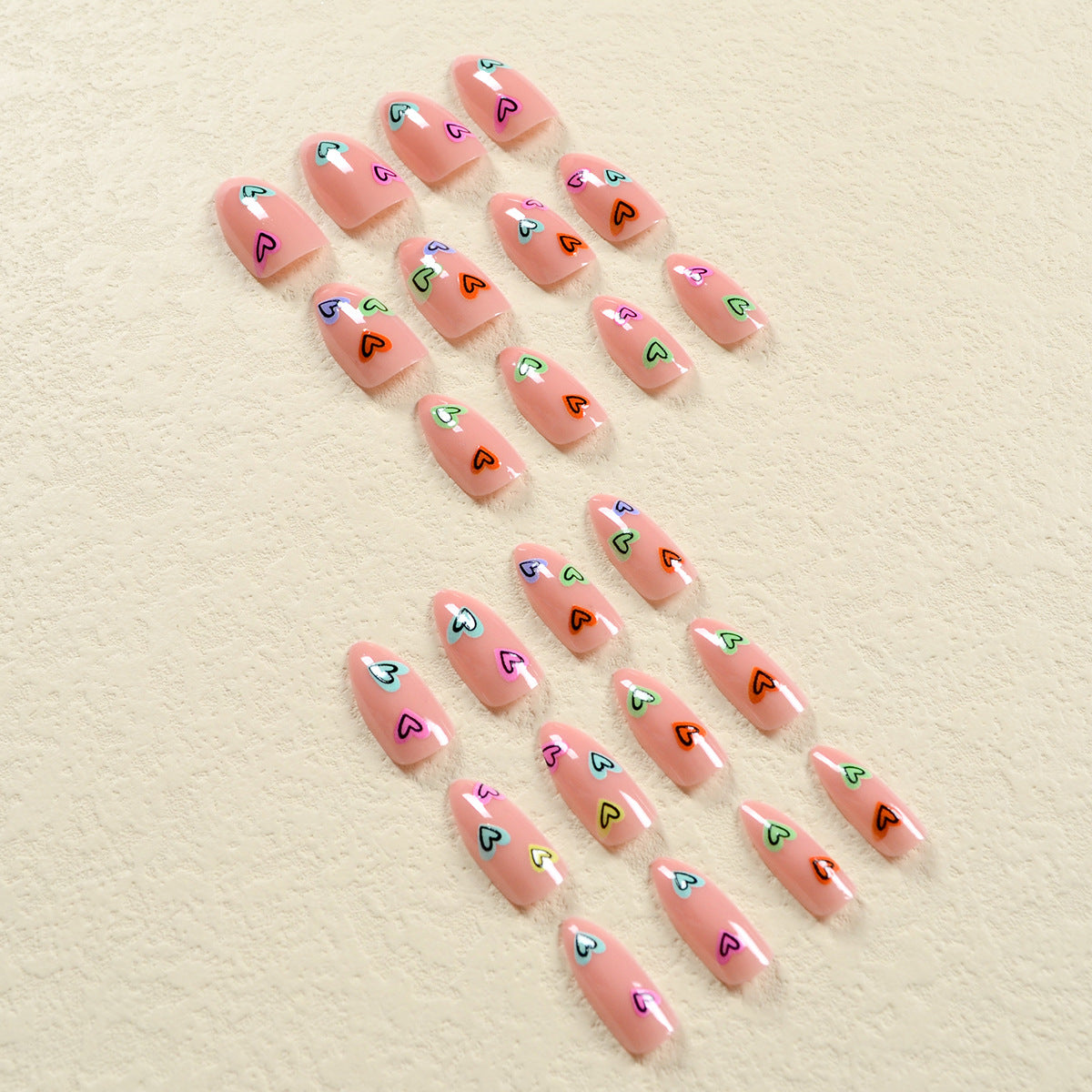 Heart Multi Finger Nail Pack Of 10 + Extra 14 For Women Bulk