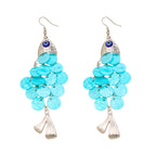 Designer Evil Eye Silver Plated Blue Beaded Tassel Drop Earrings Bulk