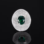 Oval Multi Gemstone CZ Silver Anti Tarnish Adjustable Ring Bulk
