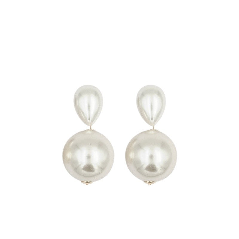 Designer Double White Pearl Gold Anti Tarnish Copper Drop Earrings Bulk