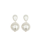 Designer Double White Pearl Gold Anti Tarnish Copper Drop Earrings Bulk