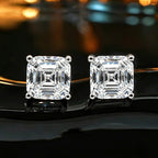 Designer Silver Emerald Cut CZ Anti Tarnish Copper Stud Earrings Bulk