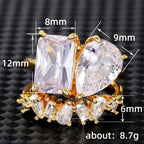 Sparkling Statement Geometric Gold CZ Copper Anti Tarnish Ring Bulk