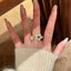 Gold Flower Cubic Zirconia Copper Anti Tarnish Adjustable Ring Women Bulk