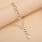 Wholesale Double Strand Baguette Tennis Gold Silver CZ Copper Bracelet