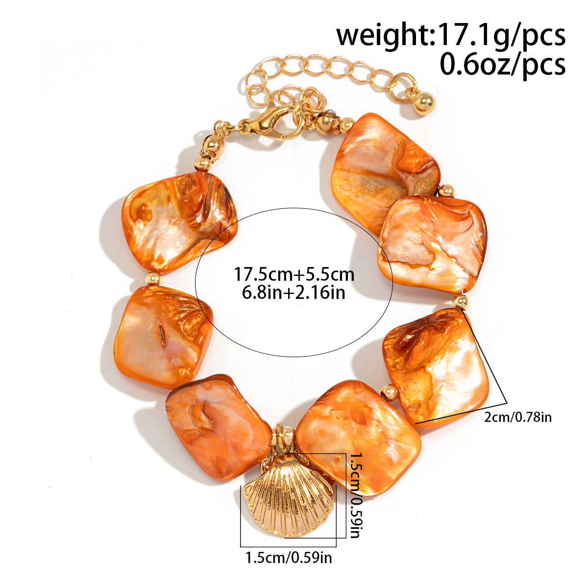 Shell Multi Gemstone Beads 18K Gold Anti Tarnish Bracelet Women Bulk