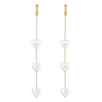 Designer Triple Heart Gold Silver Pearl Dangler Earrings For Women Bulk