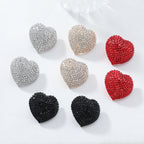 Heart Red Black Gold Silver Rhinestone Crystal Stud Earring Women Bulk