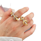 Gold Silver Nail Cubic Zirconia Copper Adjustable Ring For Women Bulk
