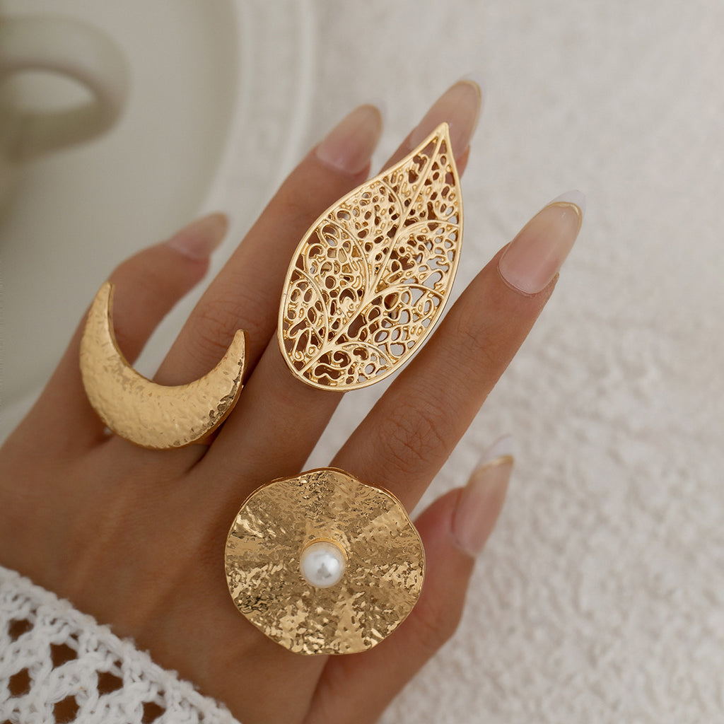 Star Sun Face 18K Gold Silver Big Free Size Ring For Women Bulk