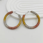Multi Color High-Shine Gradient Crystal Silver CZ Hoop Earrings Bulk