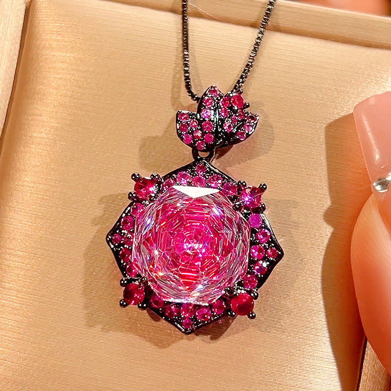 Rose Crystal Green Pink Black Pendant Earring Ring Set For Women Bulk