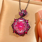 Rose Crystal Green Pink Black Pendant Earring Ring Set For Women Bulk