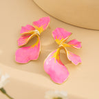 Floral Flower Leaf 18K Gold White Pink Yellow Dangler Earring Bulk