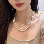 Dual Layer Pearl Infinity 18K Gold Anti Tarnish Necklace Women Bulk