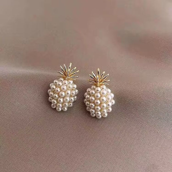 Pearl Pineapple 18K Gold Anti Tarnish Stud Earring For Women Bulk Main image