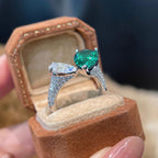 Dual Drop Solitaire CZ Silver Red Green Blue Anti Tarnish Ring Bulk