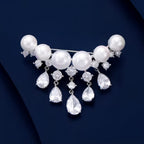 White Silver Plated Pearl Copper Anti Tarnish Brooch For Women Bulk
