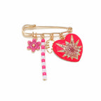 Multi Color Heart Flower Gold Enamel Brooch For Women Bulk