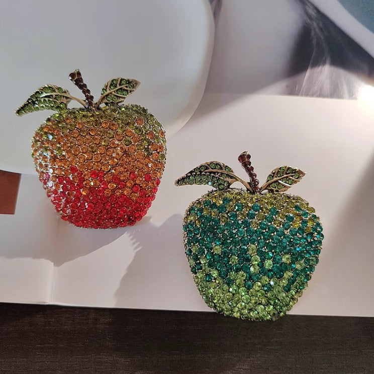 Red Green Apply Gold Plated Rhinestone Brooch For Women Bulk