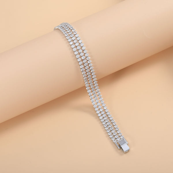 Wholesale Double Strand Heart Cut Tennis Gold Silver CZ Copper Bracelet Secondary image