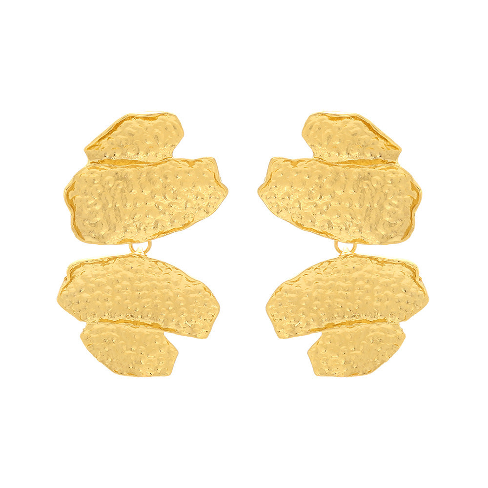Beaten Finish Joint Leaf Part Gold Anti Tarnish Dangler Earring Bulk
