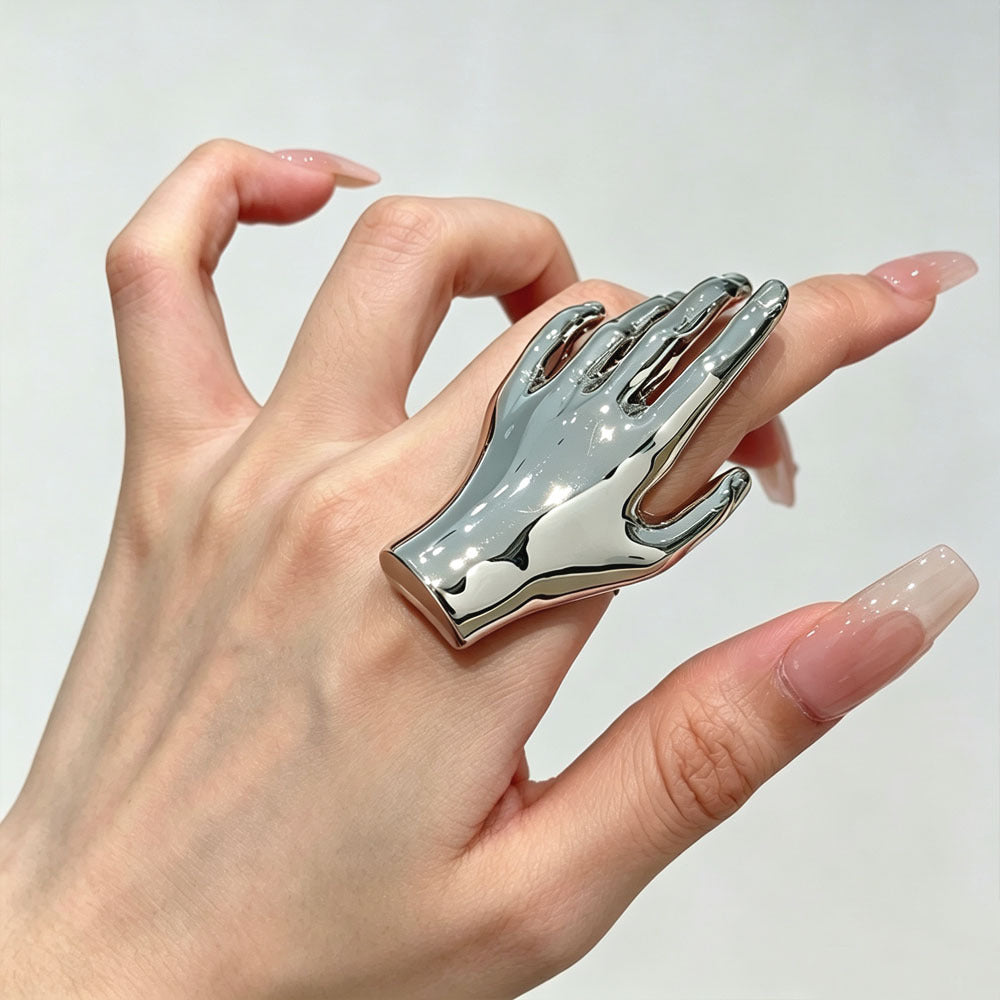 Designer Sculptural Hand Gold Silver Plated Cocktail Ring Wholesale