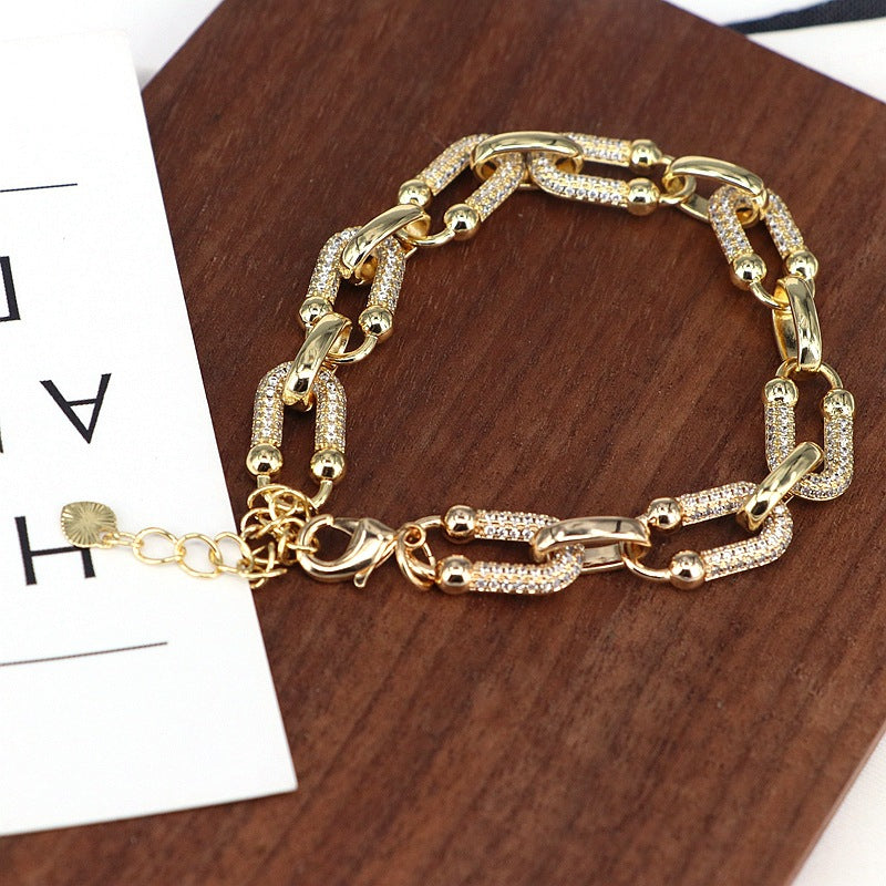 Gold Link Chain Bracelet With Crystal Accents For Women Bulk