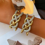 Cross Over Layer 18K Gold CZ Anti Tarnish Openable Cuff Bracelet Bulk