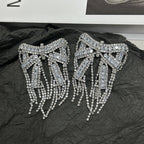 Sparkling Diamond Zircon Bow Silver CZ Dangler Earring Bulk