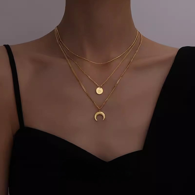Moon Gold Stainless Steel Anti Tarnish Layer Necklace Charm Chain Bulk Secondary image