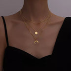Moon Gold Stainless Steel Anti Tarnish Layer Necklace Charm Chain Bulk