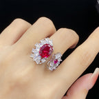 Oval Ruby Red Stone Silver Plated CZ Copper Necklace Combo Set Bulk