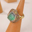 Rough Green Gemstone Crystal 18K Gold Adjustable Ring For Women Bulk