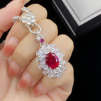 Oval Ruby Red Stone Silver Plated CZ Copper Necklace Combo Set Bulk