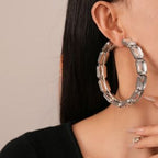 Gold Silver Pink Rhinestone Hoop Earring For Women Bulk