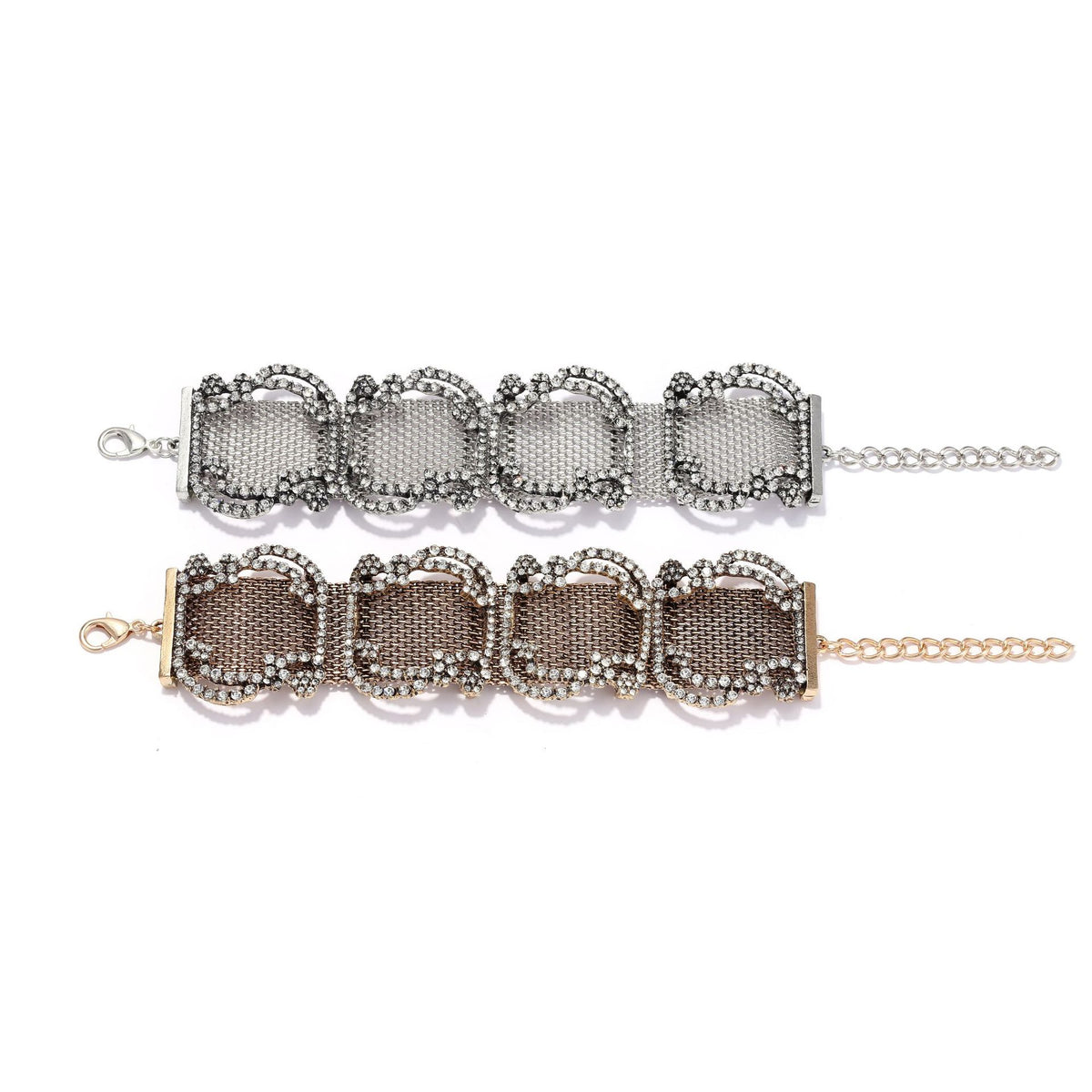 Designer Wide Mesh Link Gold Silver Plated Bracelet For Women Whlesale