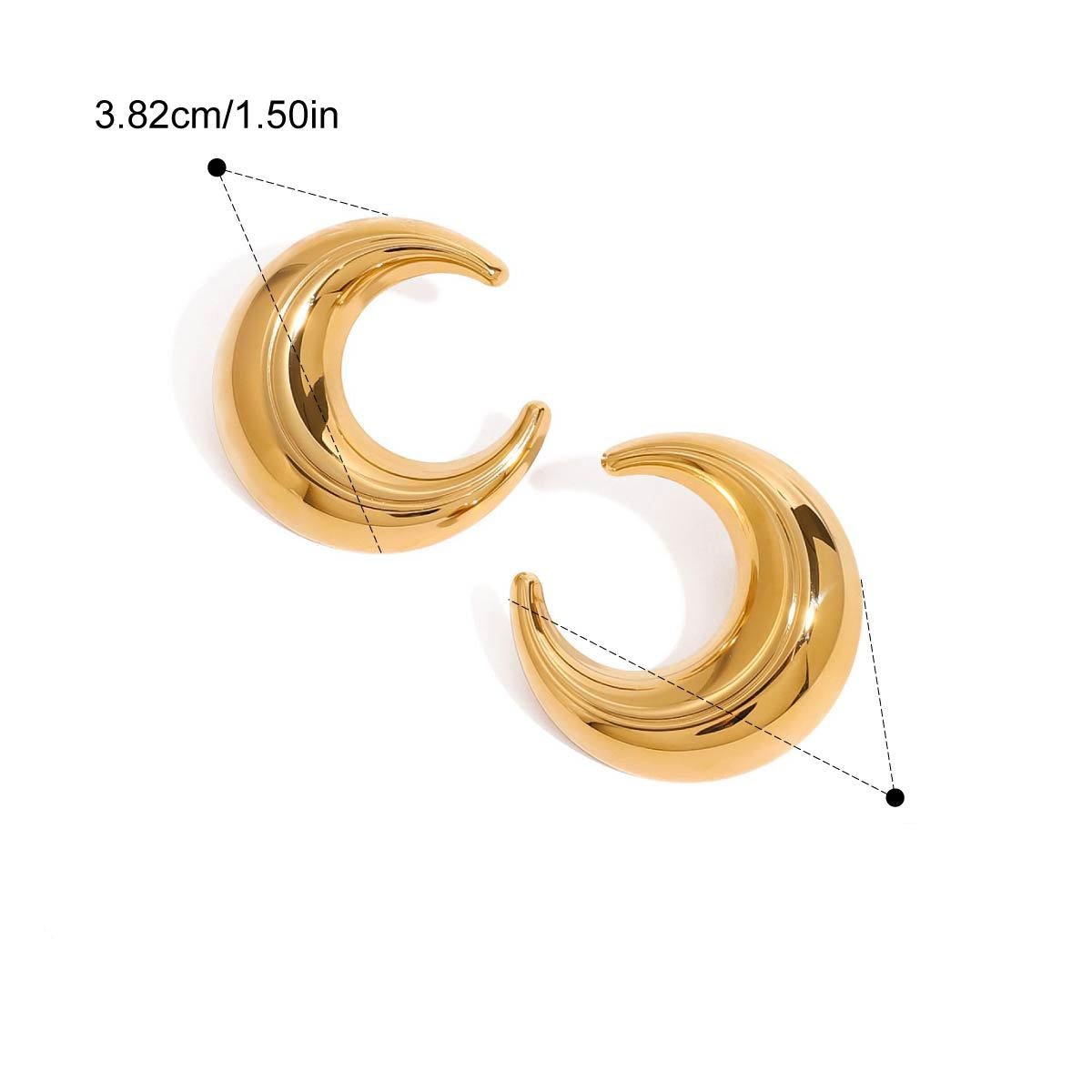 Crescent Moon 18K Gold Stainless Steel Anti Tarnish Stud Earring Bulk