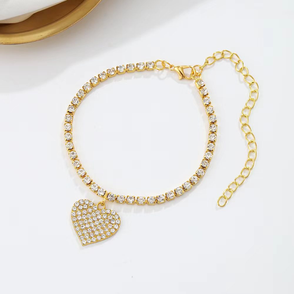 Heart Solitaire CZ 18K Gold Plated Anti Tarnish Anklet Bulk