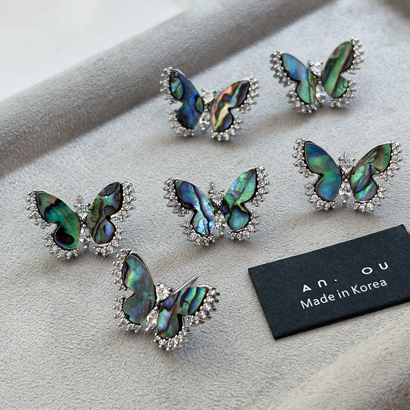 Shall Butterfly Cubic Zirconia Silver Anti Tarnish Stud Earring Bulk