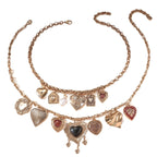 Various Heart 18K Gold Silver Dual Layer Necklace Chain For Women