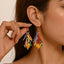 Multi Color Heart Beads Anti Tarnish Copper Dangler Earrings For Women