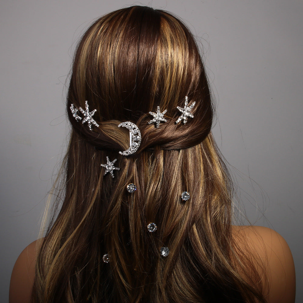 Star Moon Rhinestone Silver Hair Clips Hair Accessories For Women Secondary image